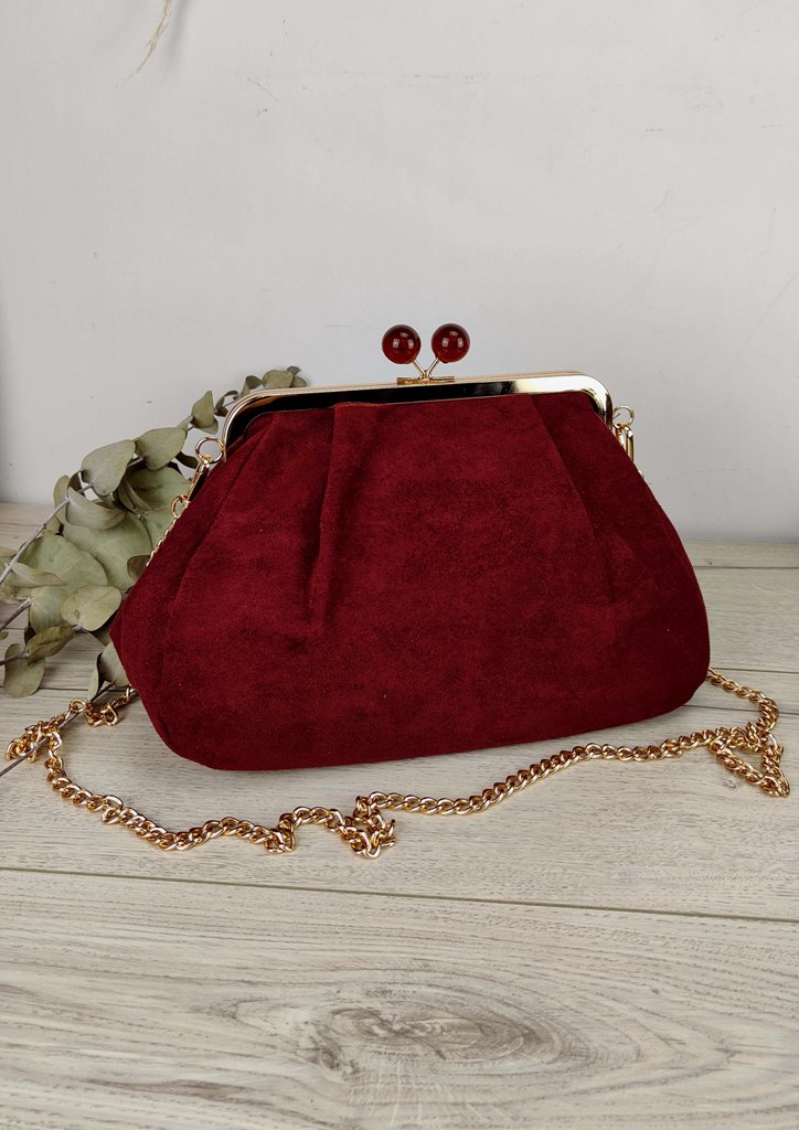τσαντα-clutch-suede-αλυσιδα