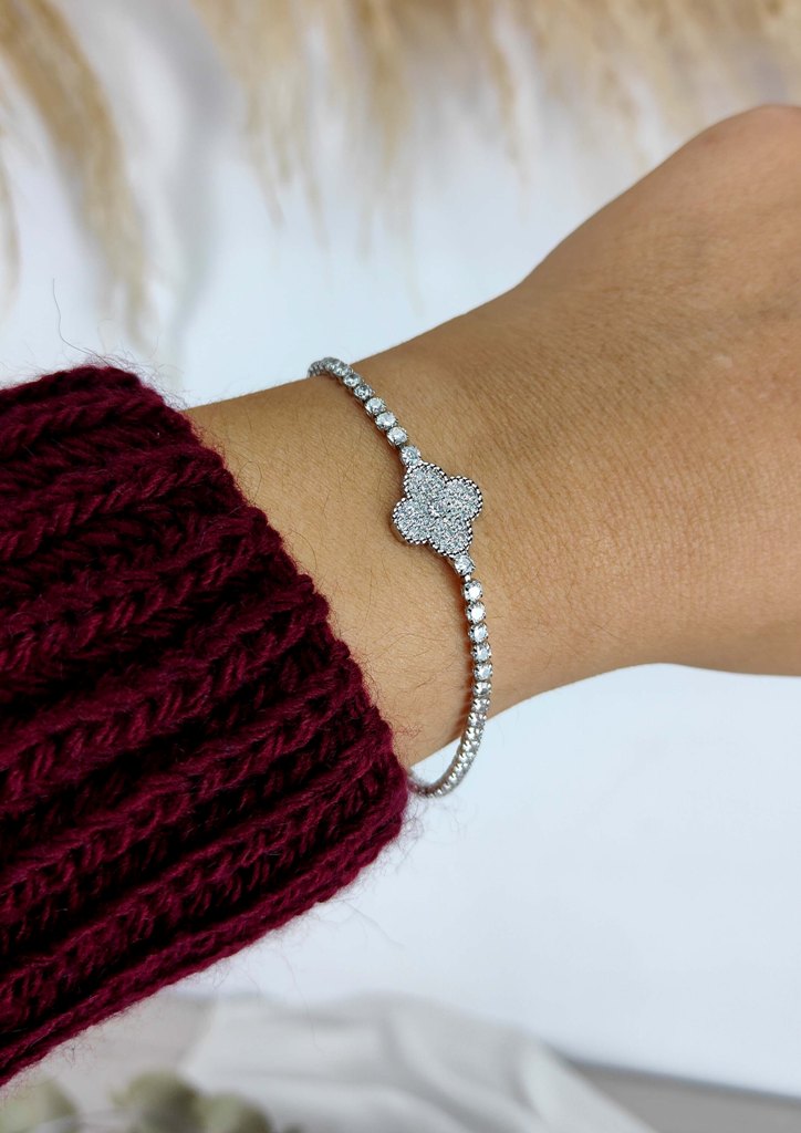 βραχιολι-ατσαλι-στρασ-λουλουδι